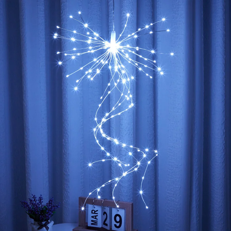 Batterij-aangedreven LED Fairy Vuurwerk Lichtslingers Afstandsbediening 8 Modi Outdoor Garland Light voor Tuinfeest Bruiloft Vakantie Decor