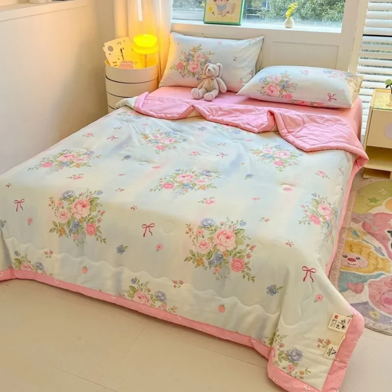 

cotton printed summer quilt four-piece set cotton quilt Class A maternal and infant grade air conditioner quilt machine washable