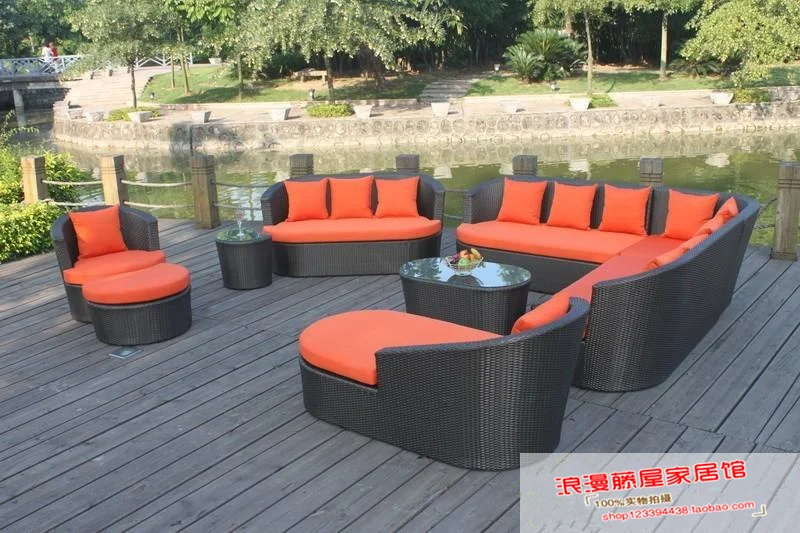 Outdoor sofa combination outdoor leisure waterproof rattan chair furniture