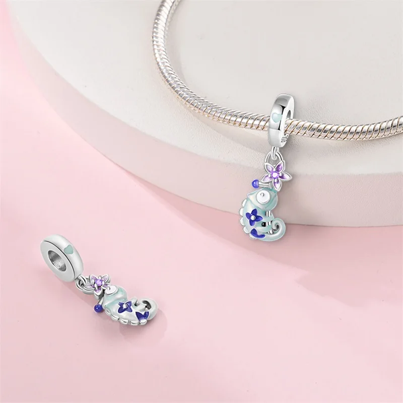 

Новый оригинальный кулон-шарм из стерлингового серебра 925 пробы в виде светящегося цветка-хамелеона для женщин, изысканный подарок на день рождения или вечеринку, украшение для самостоятельного изготовления.