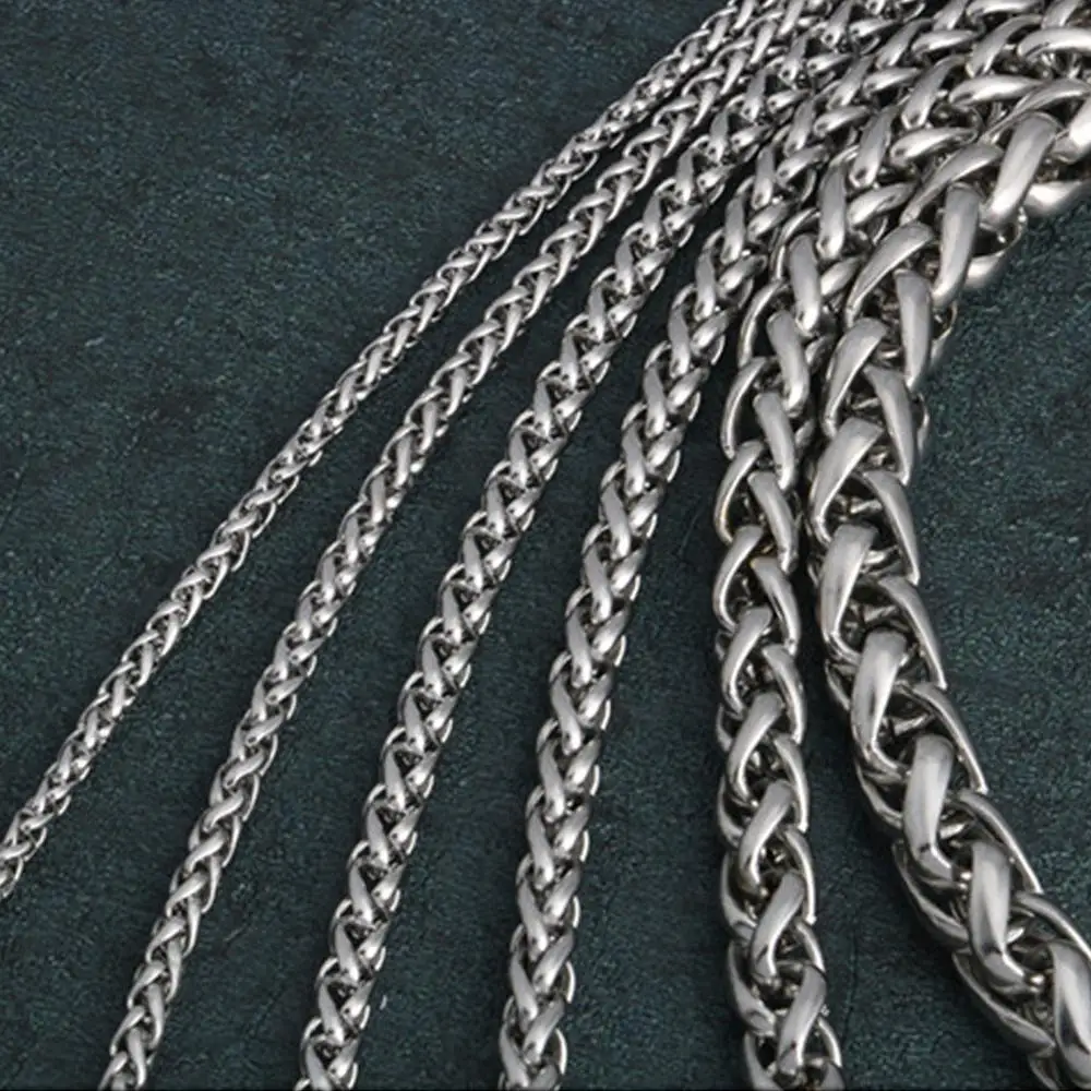 Fashion Silver Plated Filled Solid Necklace Curb Chains Link Men Choker Stainless Steel Male Female Accessories