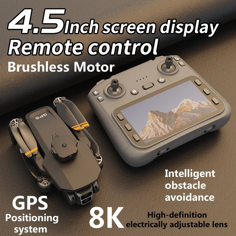 

Professional Brushless Obstacle Avoidance 4.5In Screen WIFI FPV RC Quadcopter 8K GPS Positioning Auto Return Radio Control Drone