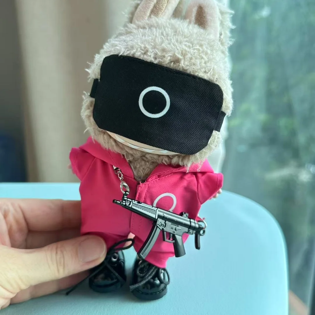 الملابس ل Labubu 3.0 مضحك المأكولات البحرية لعبة سلسلة ملابس دمى ملابس غير رسمية اكسسوارات كوماندوز سترة الملابس قلادة Mp5