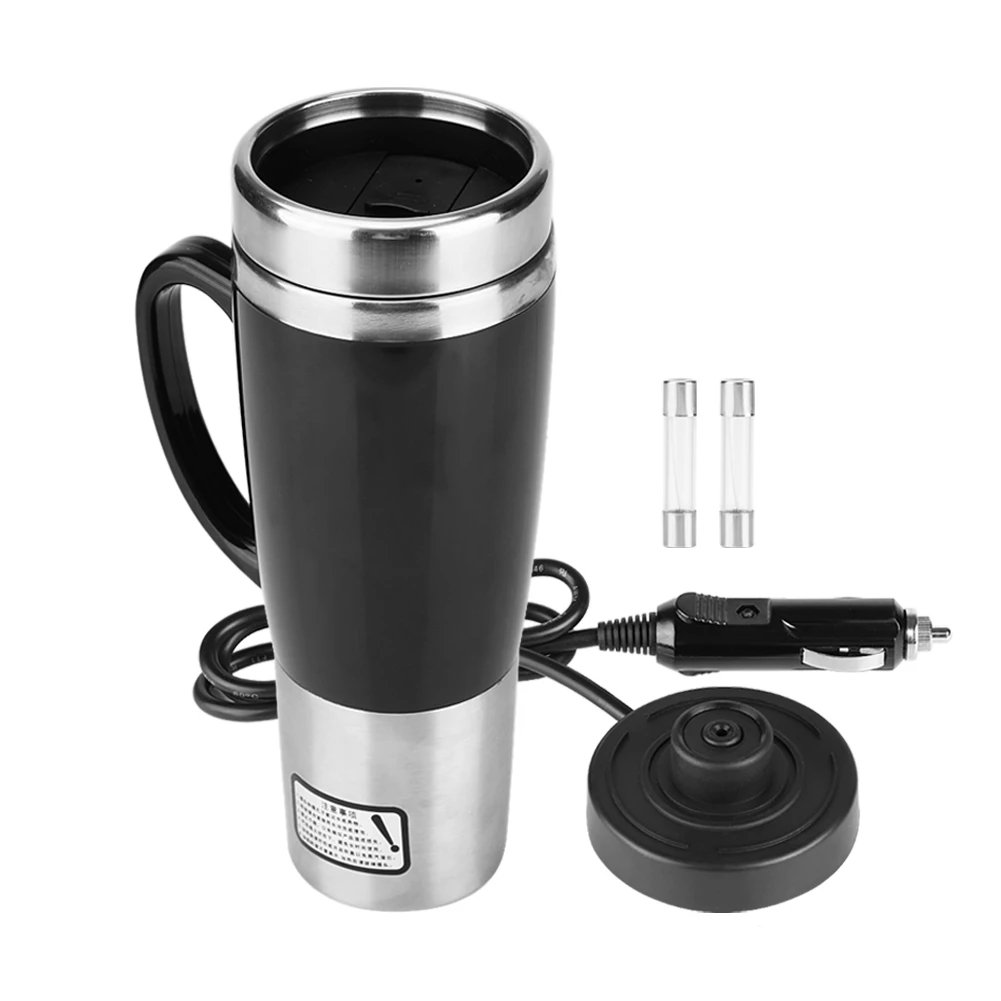 12V Electric Water Insulated Car Mug Travel Heating Cup Stainless Steel Drinking Cup Mug For Coffee Tea Electric Car Water Mug