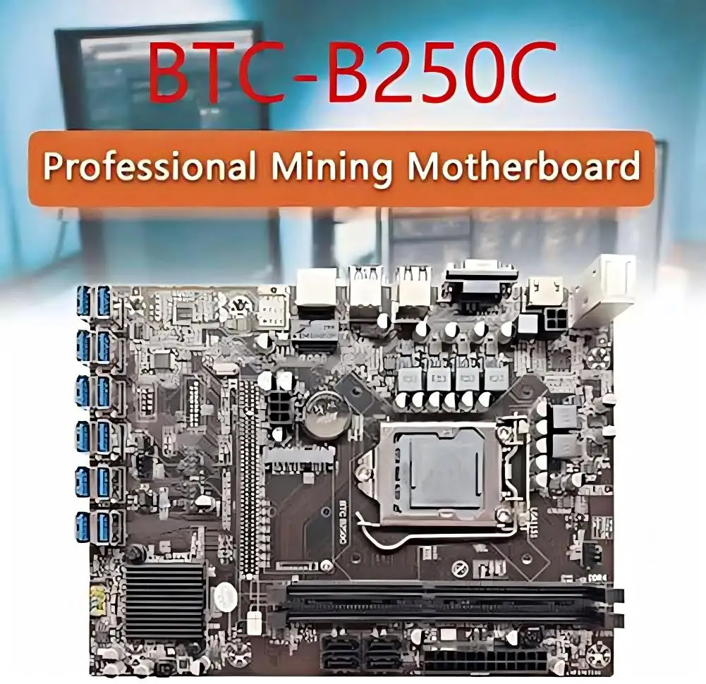 12개의 USB3.0 포트가 있는 B250C BTC 마이닝 마더보드, 코어 6세대 및 7세대 CPU 지원, LGA1151