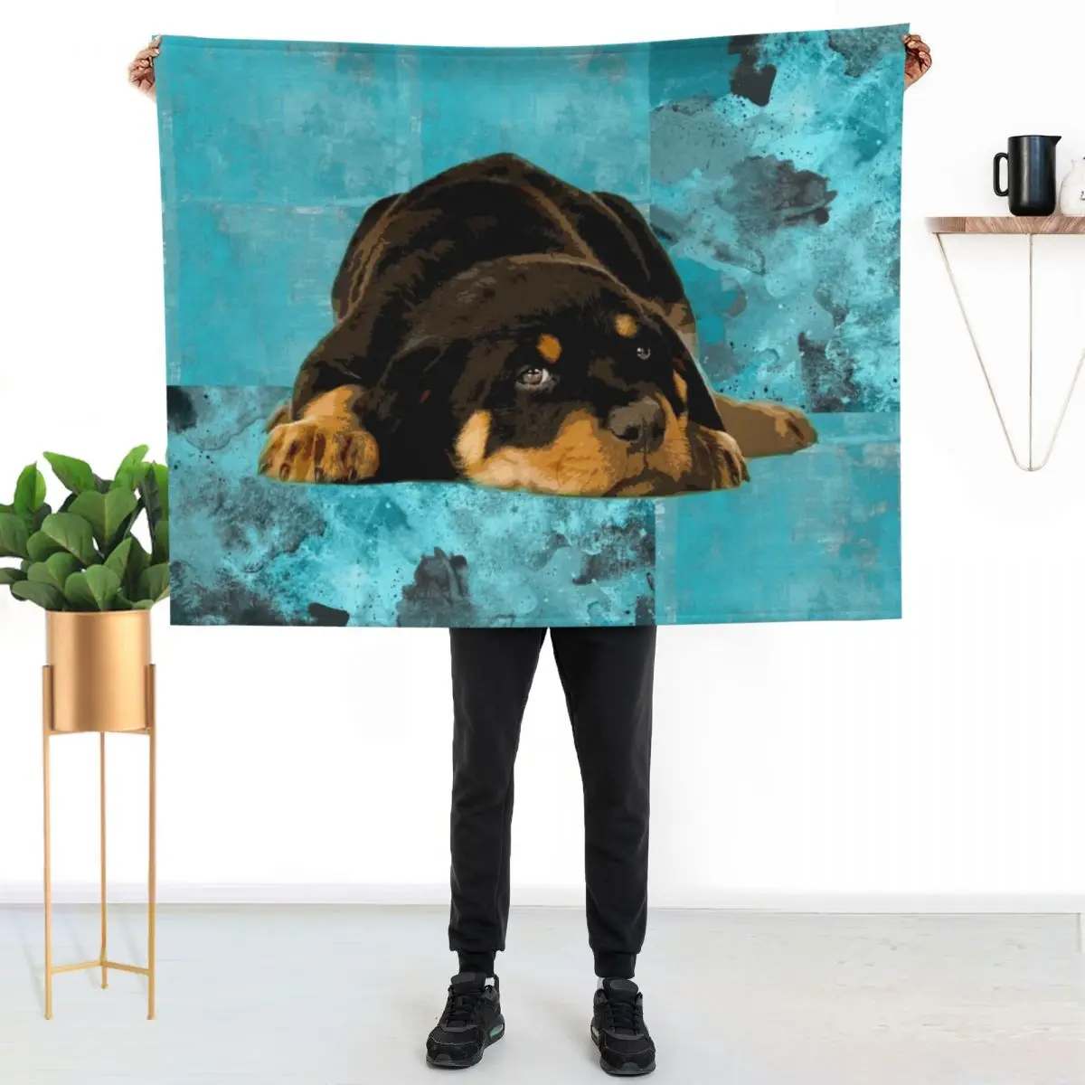 

Rottweiler- Metzgerhund Puppy Throw Blanket Cozy Napping Blanket Gift for Mom Dad