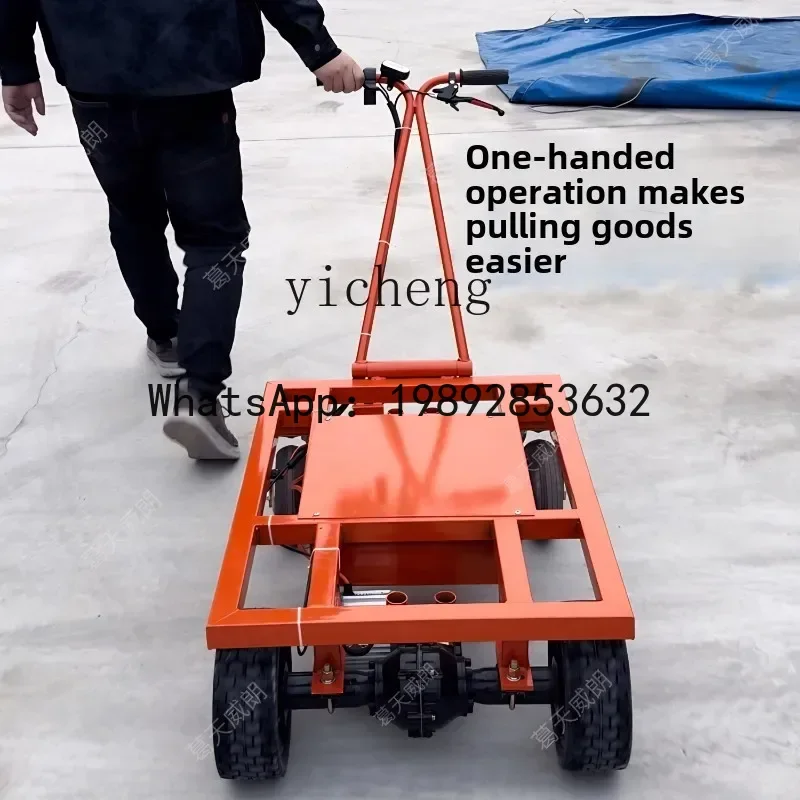 A1  electric flat truck trolley pulling sand cement tile truck construction site decoration into the elevator folding trolley