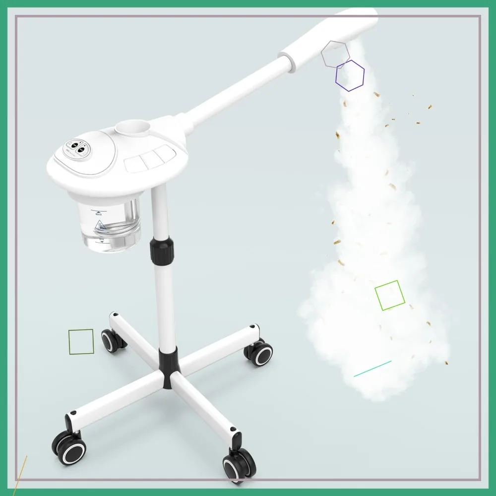 

Professional Facial Steamer with Ozone for Clean Skin, Firm Pores, Adjustable Height, White