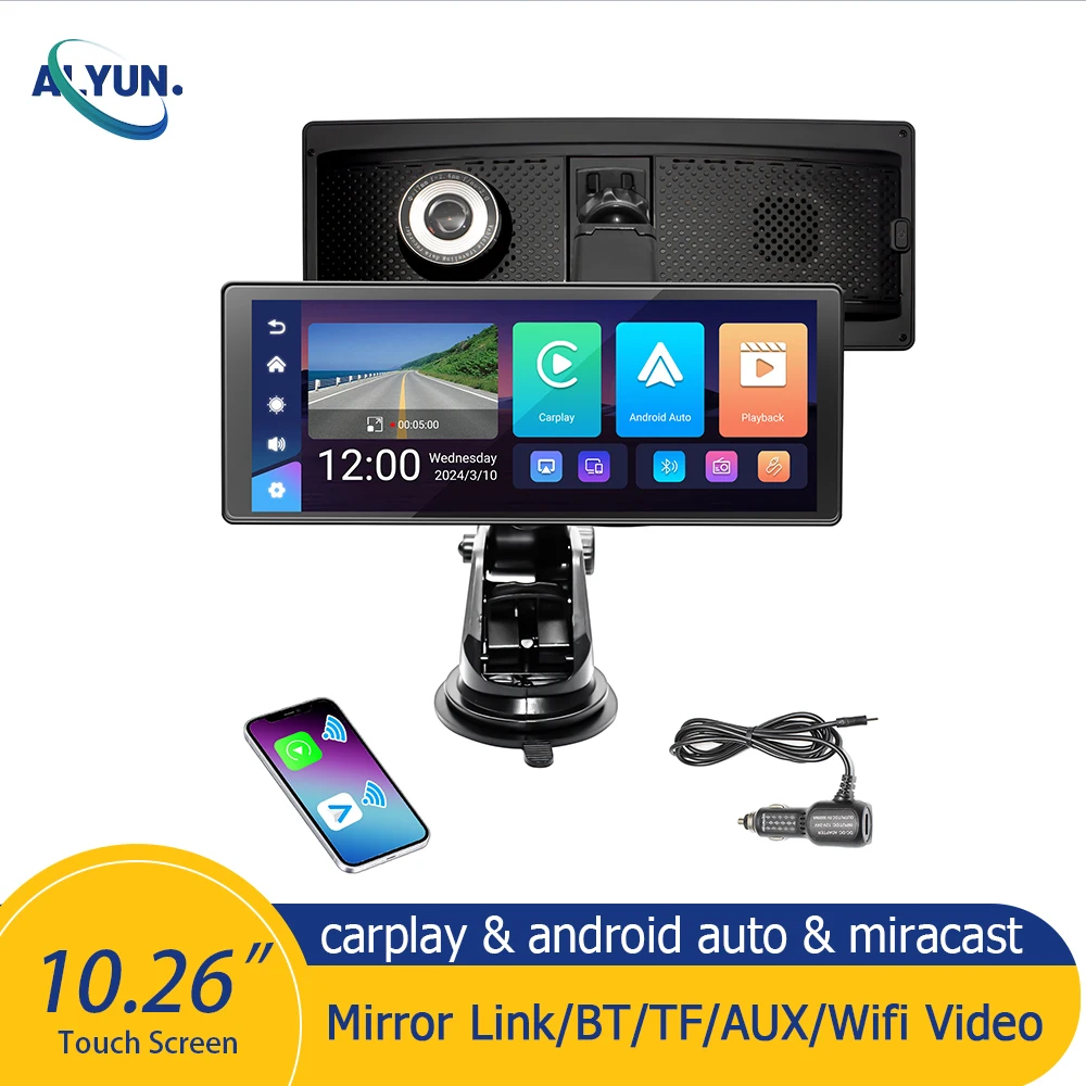 

10.26 Inch Touch IPS Portable Carplay&Android Auto Wireless Display Multimedia Player Mirror Link FM Transmit Car Radio