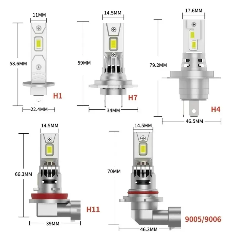 Popolare Lampadina per fari a LED per auto 12V 2x6000K Bianco Fanless H7 Lampadina a LED 1:1 Mini Size Faro Wireless 18000LM CSP Chip LED H7