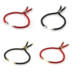 10Pcs Nylon Twisted Red Rope Adjustable Slider Bracelets Brass Findings For Bracelet Jewelry DIY Making Accessories