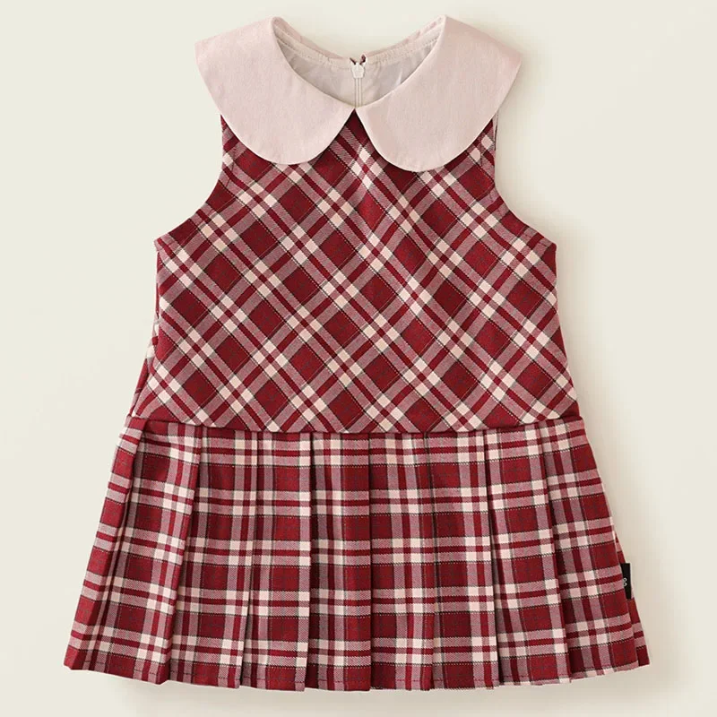 

Summer Costume Girls Luxury Dresses Korean Fashion Cute Plaid Sleeveless Birthday Princess Dress Boutique Kids Clothing B052