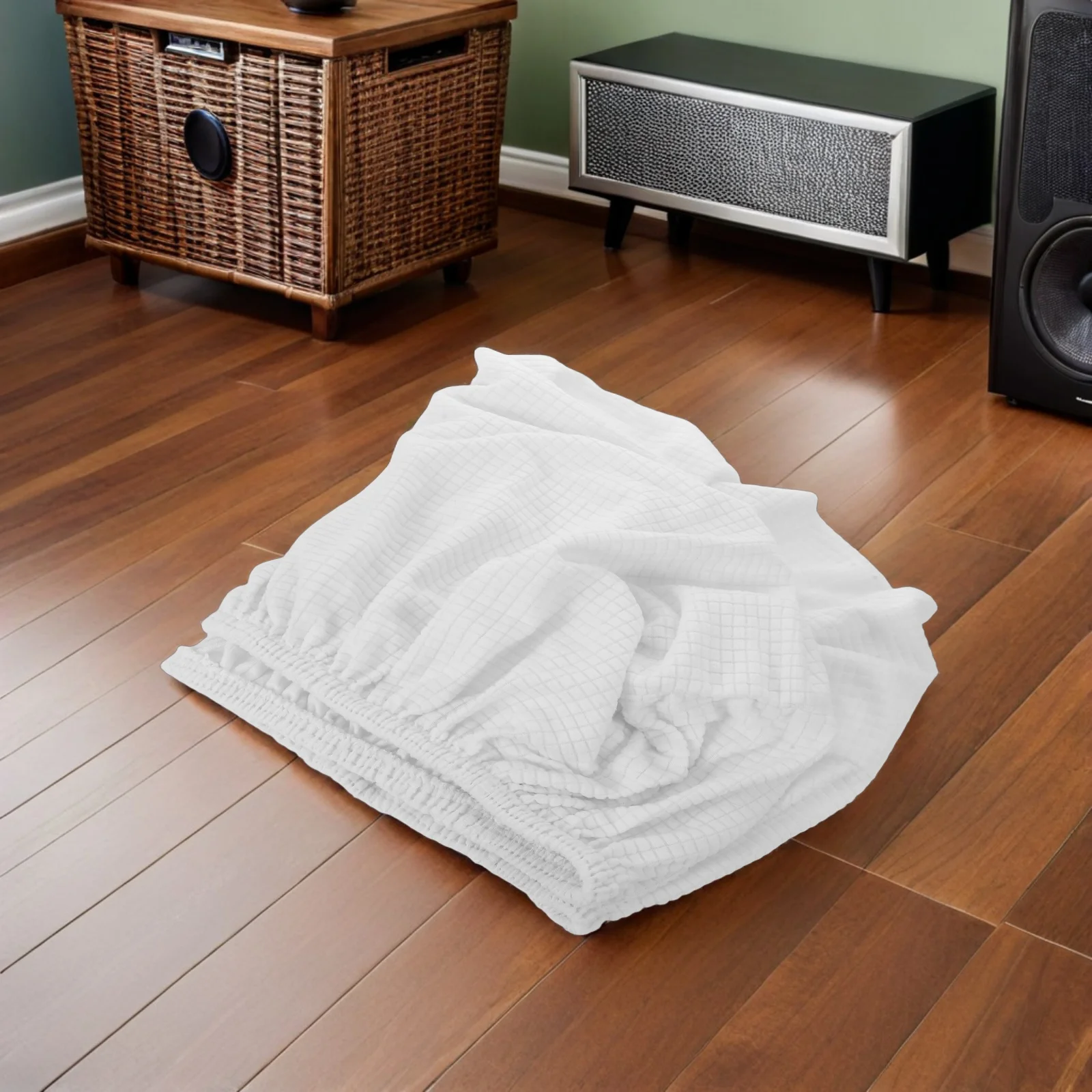 

White Rectangle Bench Cover Jacquard Stretch Removable Washable Protective Anti-Dust Seat Protector Dining Room Bench Seat Cover