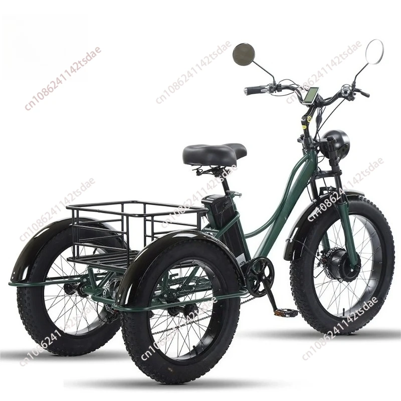 

750w 3 Wheels Mountain Electric Bike With Two Seat For Elderly 48V Removable Battery Electric Tricycle Adults Off Road For Man