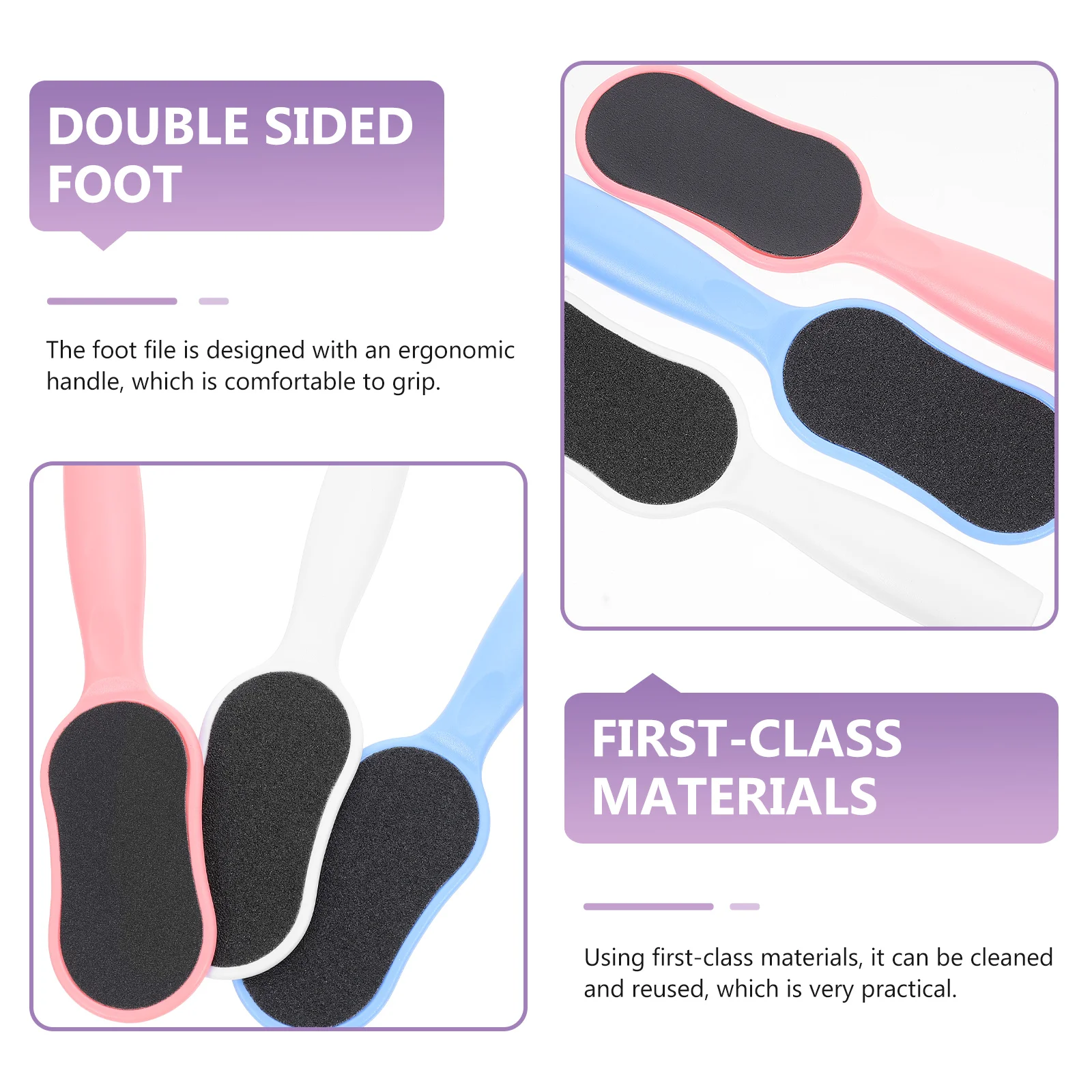 

3Pcs Foot File Pedicure Exfoliating Tool Abs Sandpaper Remove Dead Skin Comfortable Grip Home Salon