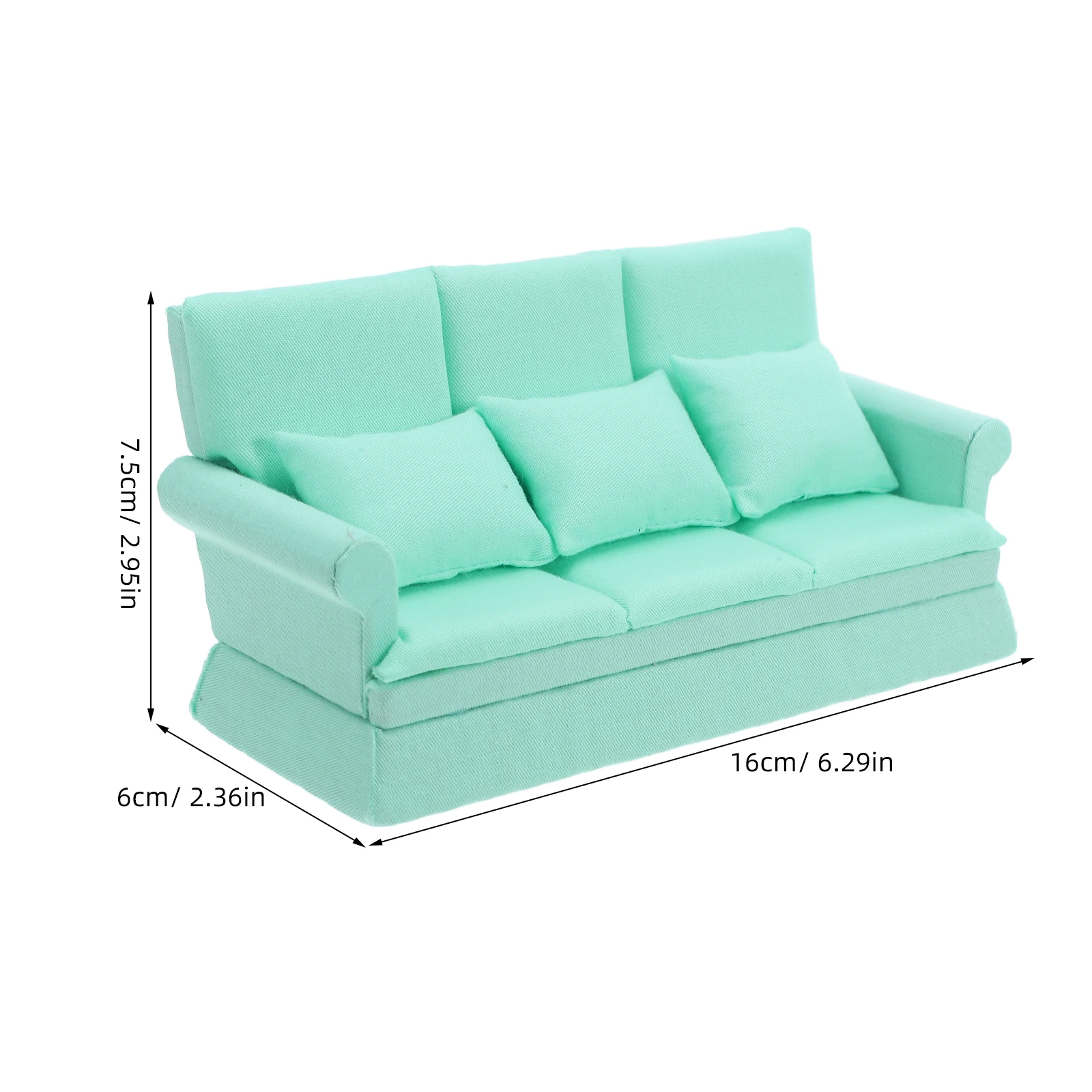 1 zestaw Miniaturowa Sofa do Domku dla Lalek 3 Poduszki Realistyczna Mała Kanapa do Dekoracji Salonu Meble Zestaw do Zabawy dla Dzieci Symulacja Domu