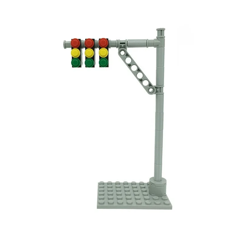 Städtische Verkehrsschilder, Geschwindigkeitswarnungen, Montageteile, MOC-Straßenbeleuchtung, Ampeln, Bausteine, Lernspielzeug