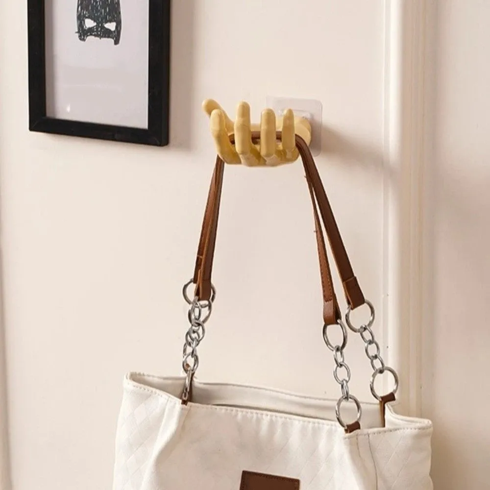 

Useful Easy To Install Wall Mounted Storage Rack Seamless Sturdy Bathroom Shelf Creative Hand Shape Hook Door