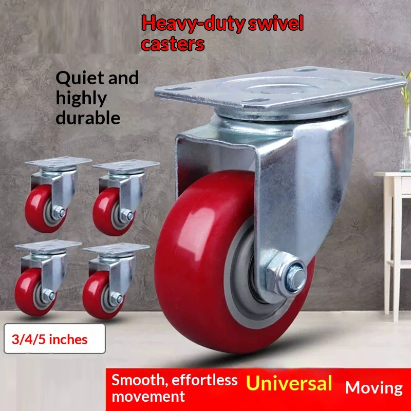 1PCS 3/4/5-inch Universal Wheels With Brakes Heavy-duty Trailer Handcart Wheel Load-bearing Directional Pulleys Universal Wheel