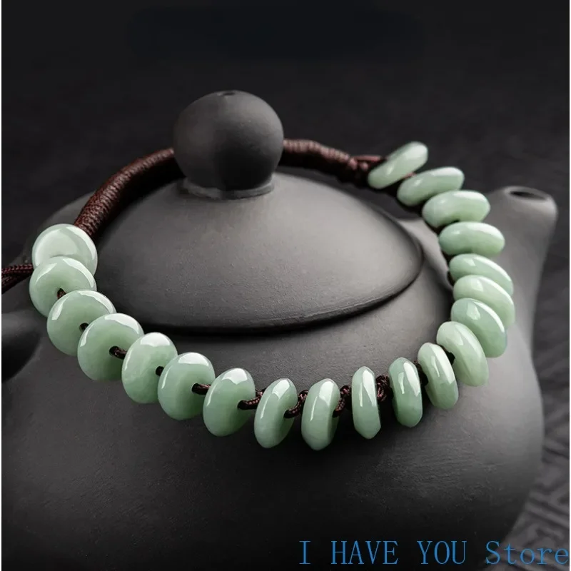 

Burmese Jade Donut Bracelets Luxury Men Women Natural Talismans Amulet Jadeite Gift Emerald Charm Charms Jewelry Stone Man