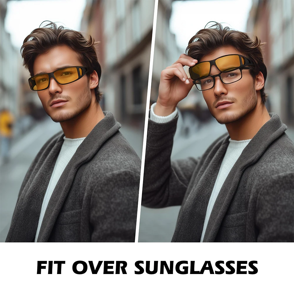 CRIXALIS Polarisierte modische Sonnenbrille für Männer und Frauen, geeignet für Nachtsicht beim Fahren, besonders nützlich bei Regen, Nebel oder bei Nacht – Detail 6