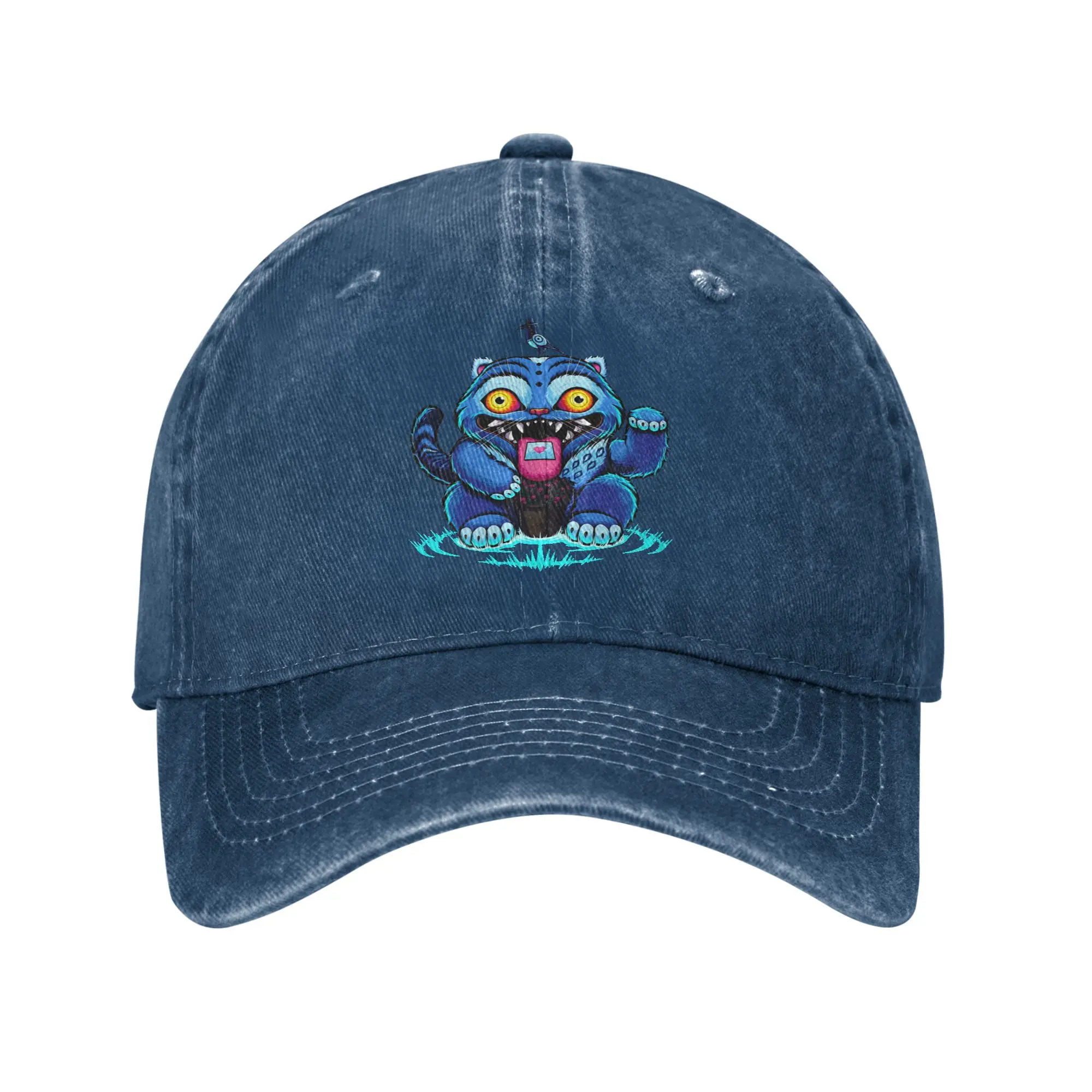 

KPop Demon Hunters Huntrix Blue Tiger Derpy Trucker Hat Одежда для мужчин и женщин Бейсболки Винтажные головные уборы Кепка Регулируемая