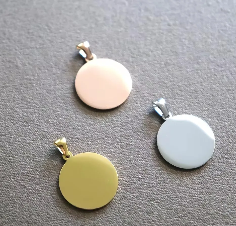 20 قطعة/الوحدة بالجملة مرآة تلميع الفولاذ المقاوم للصدأ جولة فارغة الكلب علامة سحر قلادة قلادة DIY بها بنفسك لصنع المجوهرات بالجملة #5