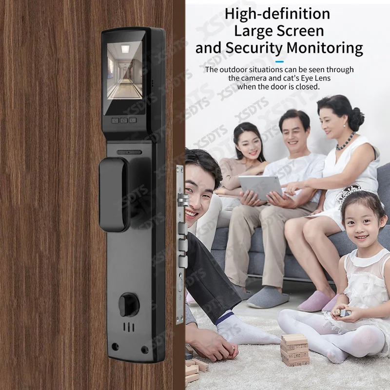 WiFi Tuya APP Voice Intercom Digital Door Lock 3D Face Recognition Fingerprint Password Smart Door Lock With Camera