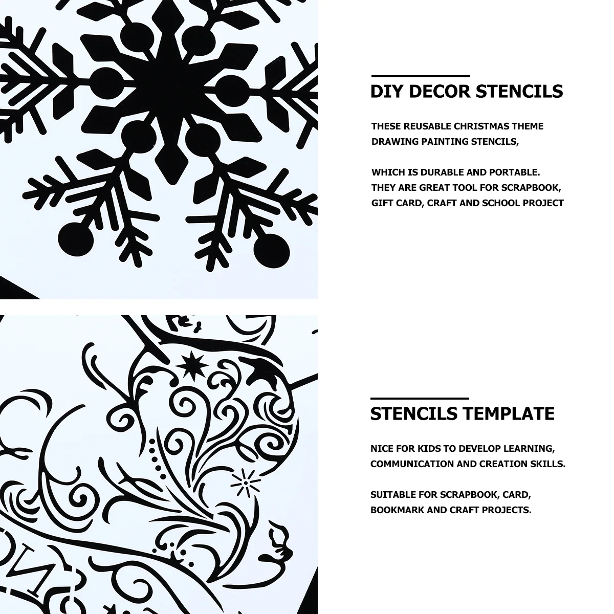 8 Pcs Christmas Decorations Snow Hollow Out Template DIY Xmas Painting Stencils Drawing