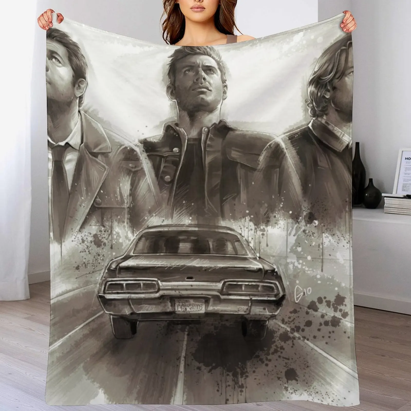 

Supernatural - The Final Journey Throw Blanket Beach manga Personalized Gift warm winter Blankets