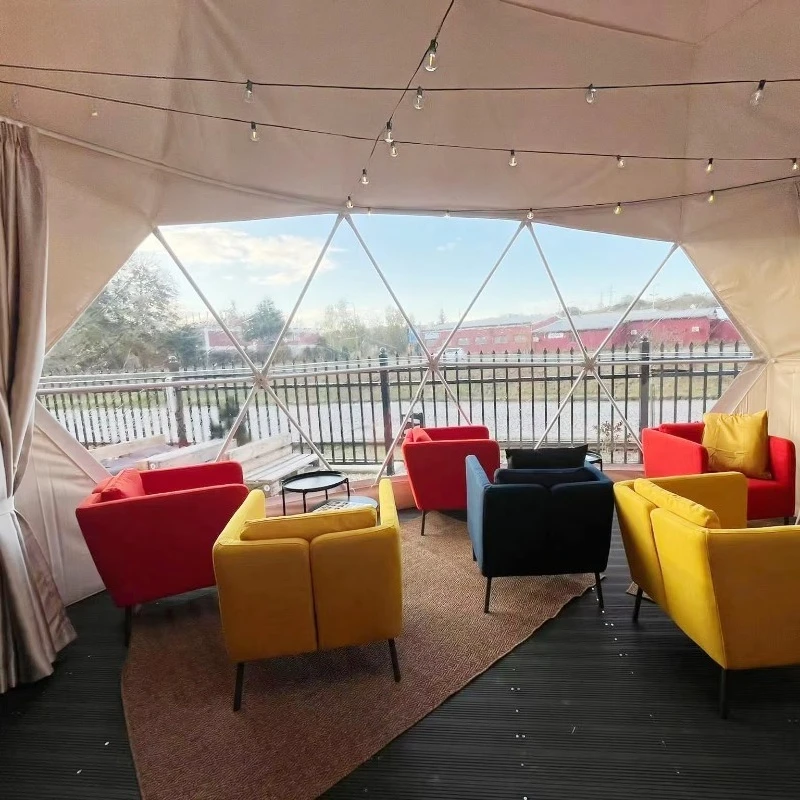 Custom 6m Diameter Geodesic Dome Tent Outdoor Glamping Hotel House with PVC Roof Cover and Private Bathroom