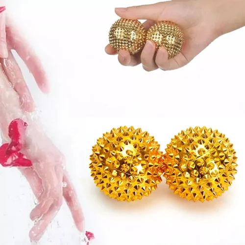 Imagen 2 del producto 1 par de bolas magnéticas ABS con punta, rodillo para Fitness, alivia la tensión muscular, Bola de masaje de manos, masajeador de pies para relajación muscular de acupuntura