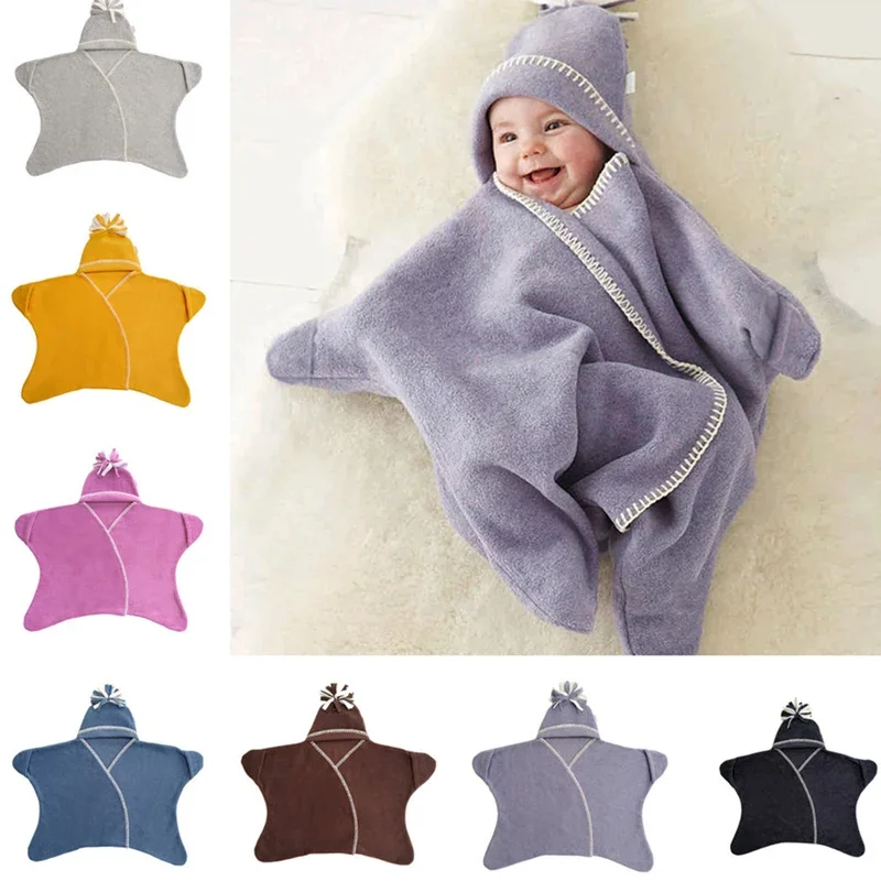 Bebê recém-nascido estrela do mar segurando colcha anti pontapé saco de dormir outono inverno cobertor algodão isolamento estrela do mar bodysuit de uma peça