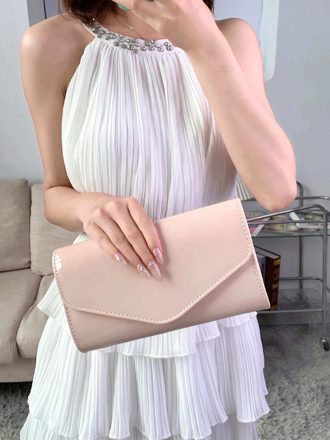 Elegant and fashionable PU minimalist style, magnetic closure, suitable for women\'s parties, birthday parties, weddings, shoulde