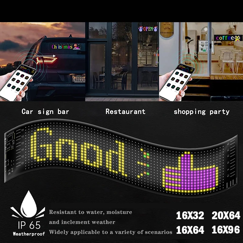 Car LED Sign Bluetooth APP LED Matrix Pixel Panel Night Light DIY Programmable Flexible LED Display For Car Store Hotel Bar