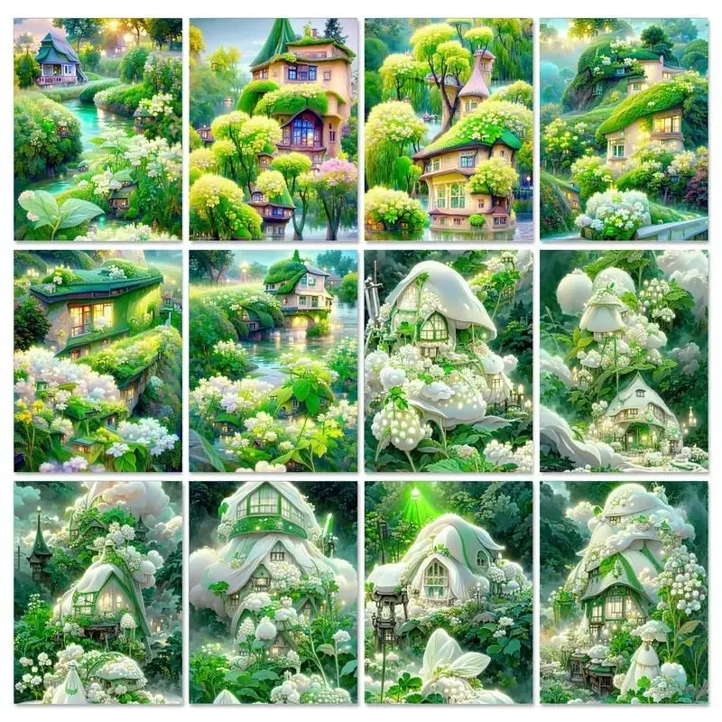 

537320 40x50cm Painting By Numbers For Adults Scenery House Drawing Oil Coloring By Numbers Acrylic Paint Diy Ideas Picture