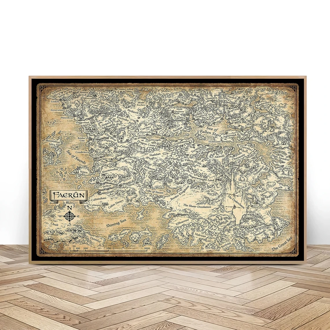 D&D Faerûn Map, Forgotten Realms Game Poster HD Printable Canvas Art Print Home Decor Wall Painting ( No Frame )