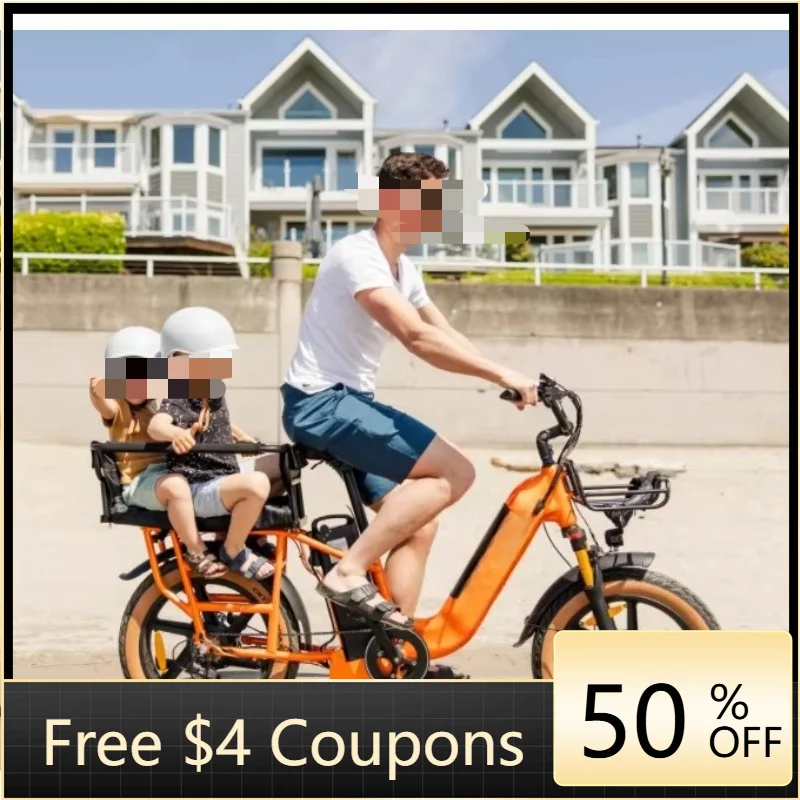 

Rs Orange 750W Hybrid Electric Cargo Bike Integrated 15ah Rear Wheel Hub Motor Lithium Battery Ultra Convenient Dual Battery Sys