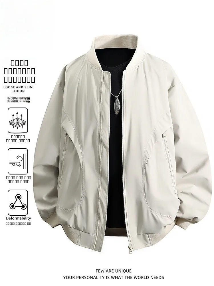 

TUCANO 2025 New Faion Мужская бейсбольная куртка Jaet, свободное повседневное американское пальто с воротником-стойкой на молнии, полиэстер, длинный свеч, ветер...