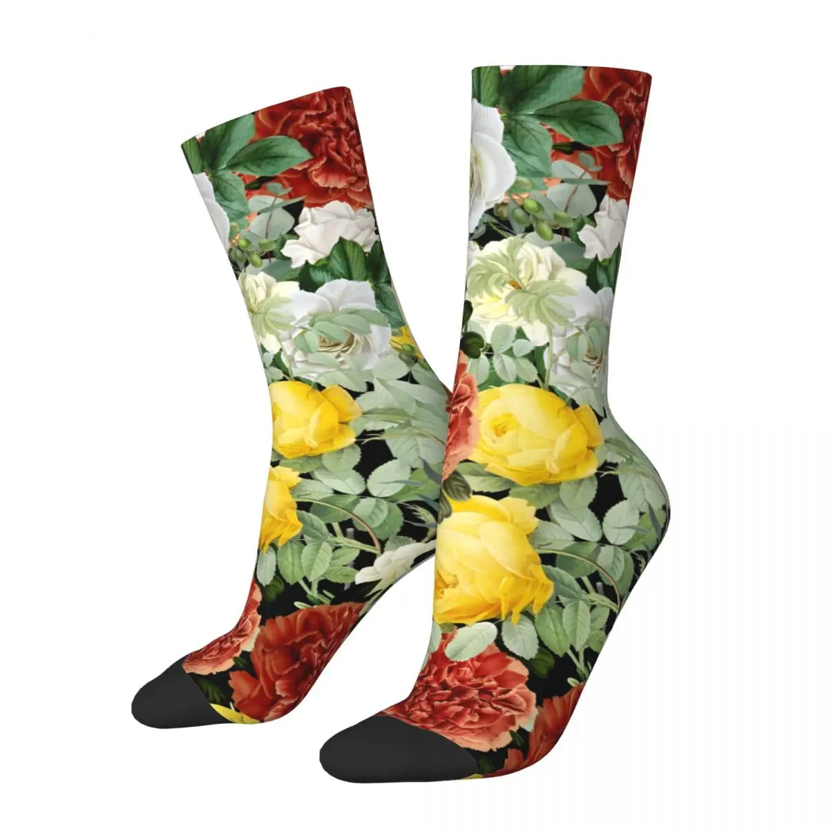 Crazy compression Flower Phone Case Sock for Men Harajuku Quality Pattern Crew Sock Casual