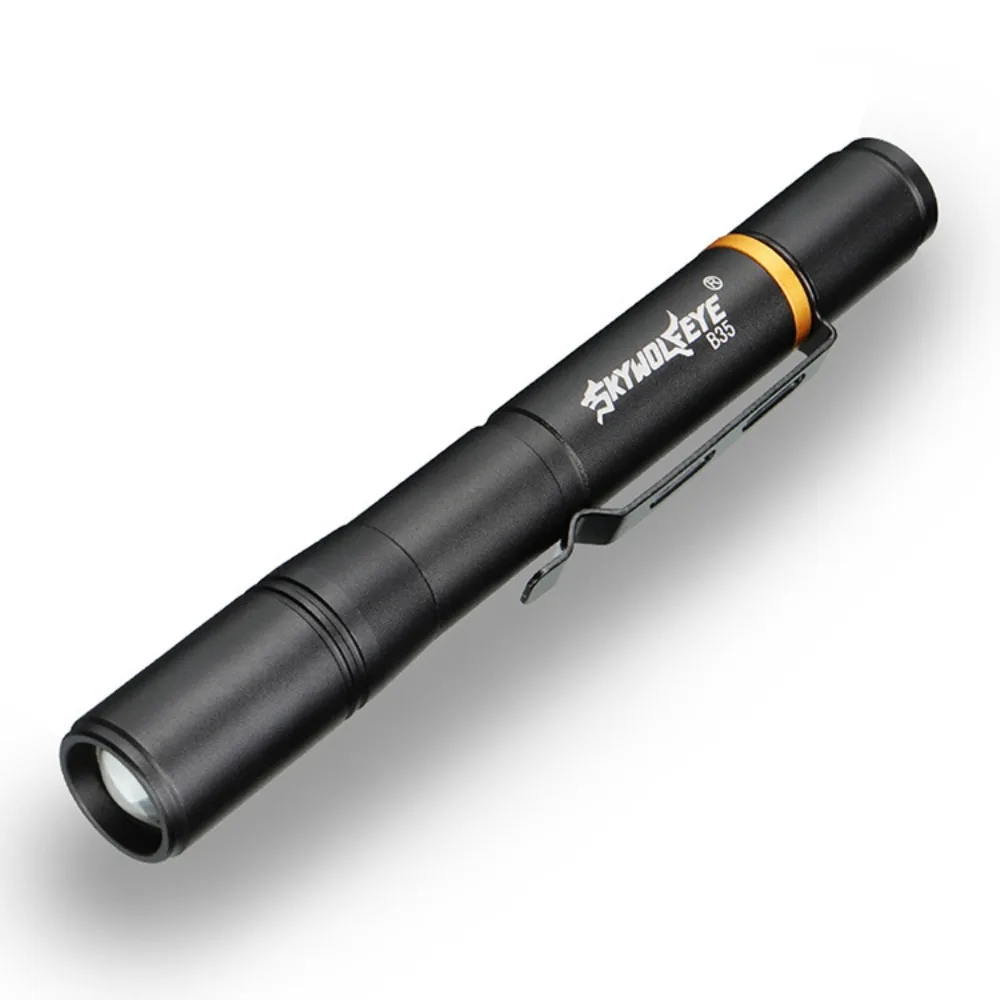 Tactical Pen Light  Rechargeable AAA LED Flashlight with Clip  Adjustable White  Amber Light Pocket Sized  Camping Hiking