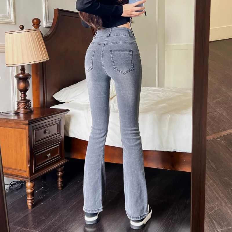 Jeans skinny Pantaloni in denim da donna Pantaloni attillati vintage Autunno Primavera Moda femminile Pantaloni svasati divisi casual elastici sottili