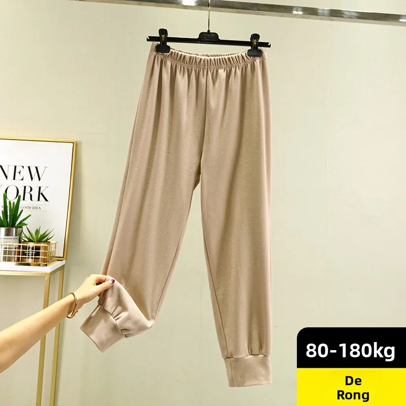 

Женские утепленные брюки свободного кроя на флисовой подкладке с завязками, осенне-зимние, для дома, больших размеров, комфортные, теплые, спортивные штаны