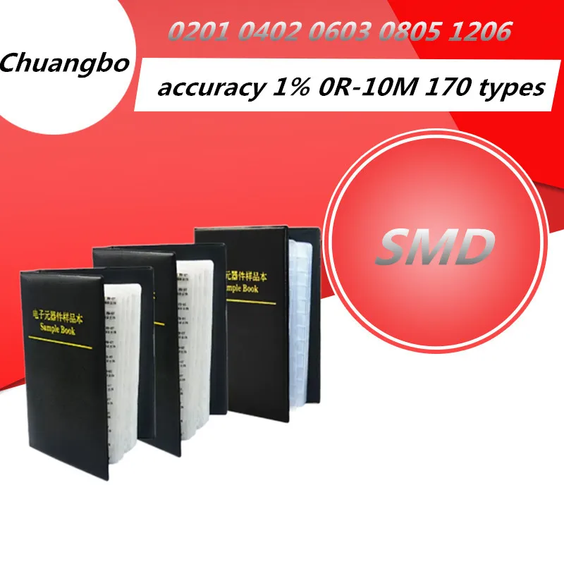 SMD resistor book 0201 0402 0603 0805 1206 accuracy 1% FR-07 0R-10M 170 types of resistors 50 pieces each