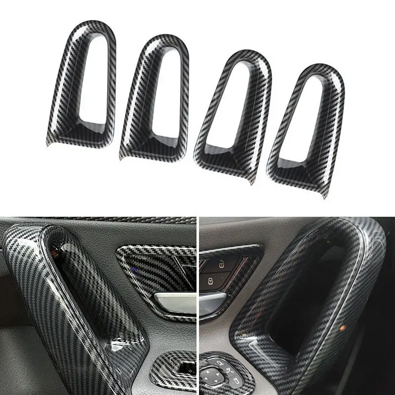 

ABS текстура углеродного волокна, Стайлинг автомобиля, внутренняя дверная ручка, подлокотник, накладка для Mercedes Benz A-Class W177 CLA C118 2019 2020 2021