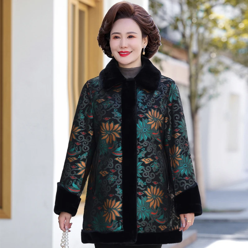 

Winter Faux Fur Coat For Women 2023 Wear on Both Sides Middle-aged Woman Fur Jacket Winter Elegant Thick Warm Winter Overcoat