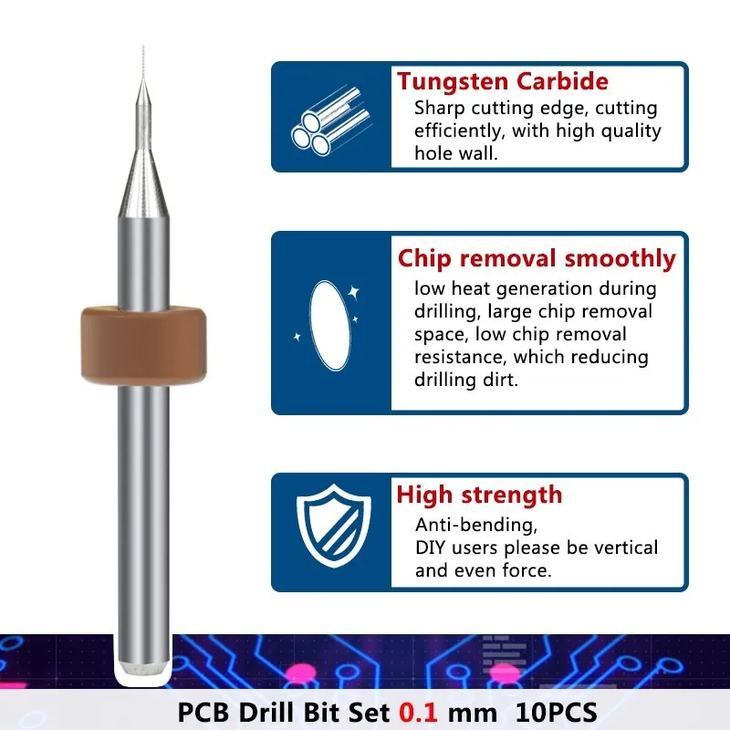 XCAN PCB Khoan 0.1Mm Mini In Hình Bảng Mạch Mũi Hàng Nhập Khẩu Carbide CNC Dụng Cụ Khoan