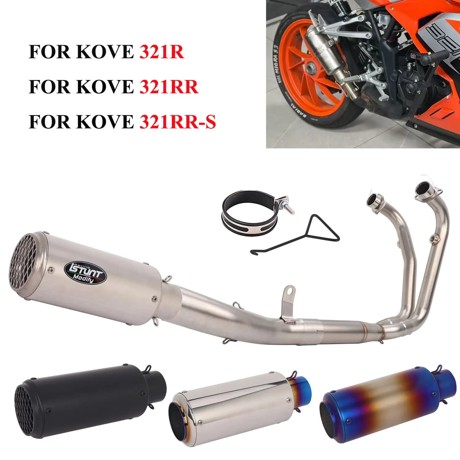 

Slip On For KOVE 321R 321RR 321RRS Motorcycle Exhaust Front Link Pipe 321RRS Exhaust Escape 51mm Muffler