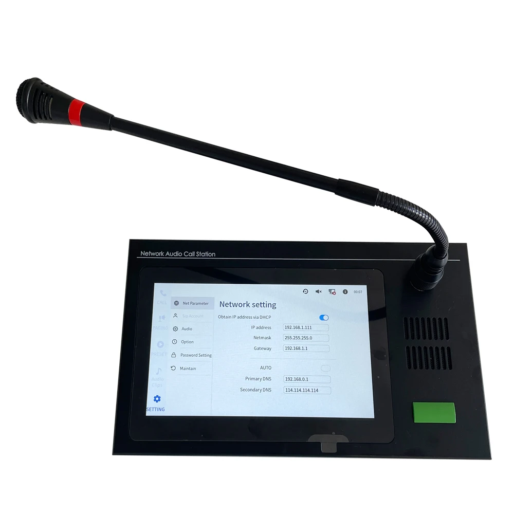 Touch screen da 7 pollici/touch screen da 10 pollici Android IP address intercom phone supporta SIP e IP protocol SIP phone