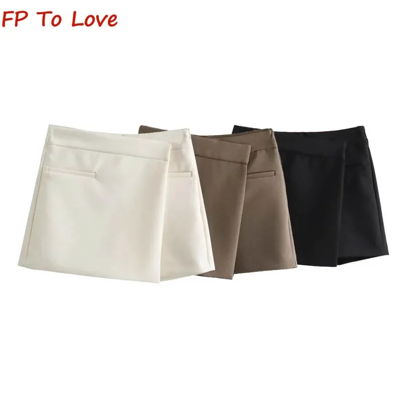 

Coffee High Waist Slim Package Hip Black A-line Skirt Vintage Beige Mini Asymmetric Culottes 5427407